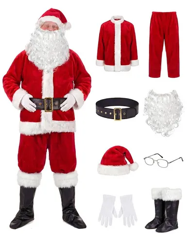 JADEO Kostüm Deluxe Weihnachtsmann Kostüm rot-weiss
