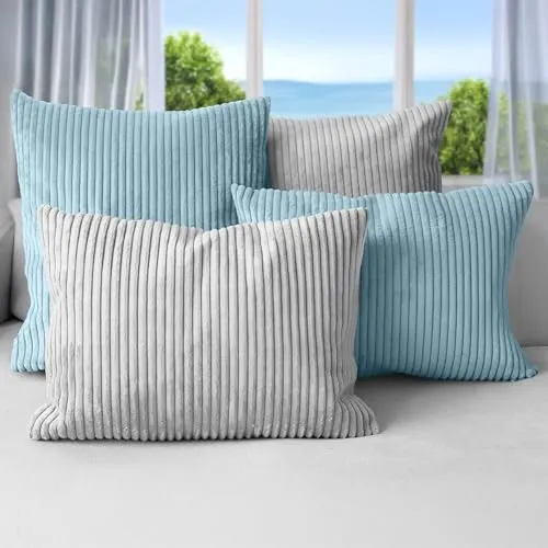 Amilian Dekokissen 4er Set mit Füllung – Sofakissen Set 2x 45x45 cm & 2x 35x45 cm – Weiche Zierkissen für Wohnzimmer
