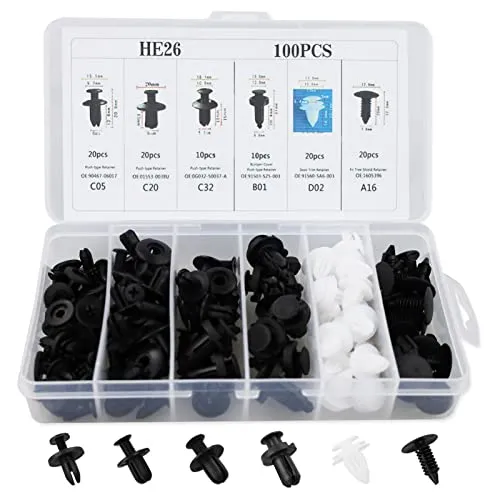 Karosserie-Verkleidungs-Clips, 100 Stück, Auto-Halterungs-Clips, Universal-Auto-Clips, Kunststoff-Nylon-Nieten-Klemme, Autotür-Stoßstangen-Halterung, feste Clips, Befestigungswerkzeuge