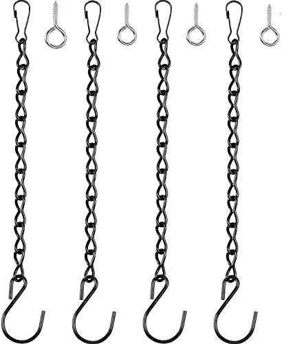 Super Idee 4er Set Stahl Kette mit S Haken und Karabiner Ersetztbar Schraubhaken zum Aufhängen für Vogelhaus Vogelfutterhaus Wildvogelfutter Nistkasten Blumenampel Laternen Windlicht mit Henkel