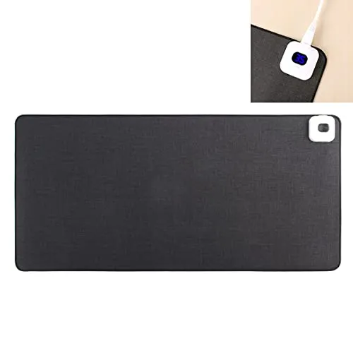 LANMOU Beheizte Mauspad mit 6 Heizstufen, Timer, Schwarz | 52 x 26cm Beheizte Schreibtischunterlage, PU-Leder, Touch-Steuerung für Laptop, PC, Büro