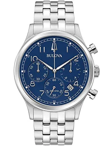 Bulova Herren Analog Quarz Uhr 96B358 - Elegante Armbanduhr aus Edelstahl mit blauem Ziffernblatt und 3 bar Wasserdichtigkeit – perfekt für stilbewusste Herren.
