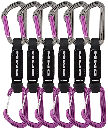 DMM Shadow/Spectre Hybrid 6er Pack Expresssets, Purple, 12cm - Express-Sets für Kletterer, leicht und langlebig, ideal für anspruchsvolle Routen.