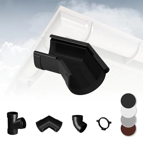 RAINWAY S Regenrinnen System (Rinnenwinkel Außen 135° anthrazit) - PVC-U Kunststoff in 4 Farben, für Dachflächen < 100m² empfohlen, Eckstück 135 Grad Bogen