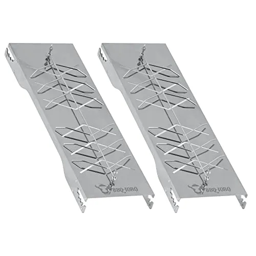BBQ-Toro Edelstahl Flammlachsbrett für Fisch und Lachsfilets (2 Stück) - Räucherbretter für Grill und Feuerschale, verstellbare Neigung für gleichmäßiges Garen und hygienisches Edelstahldesign.