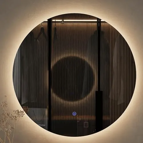 Planetmöbel NOVA Spiegel mit Beleuchtung Ø 60 cm - Dekorativer Wandspiegel mit integrierter LED-Beleuchtung für klare Sicht. Ideal für Badezimmer, Flur oder Garderobe, passt sich elegant jedem Raum an und lässt sich einfach montieren.