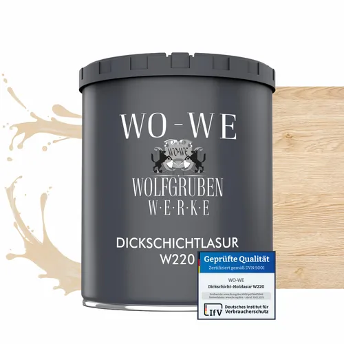 Dickschichtlasur 2in1 Holzlasur Holzschutzlasur außen und innen W220 Farblos - 750ml