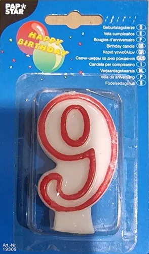 Geburtstagskerze mit Ziffer 9 zB. für Torten und andere Geschenke