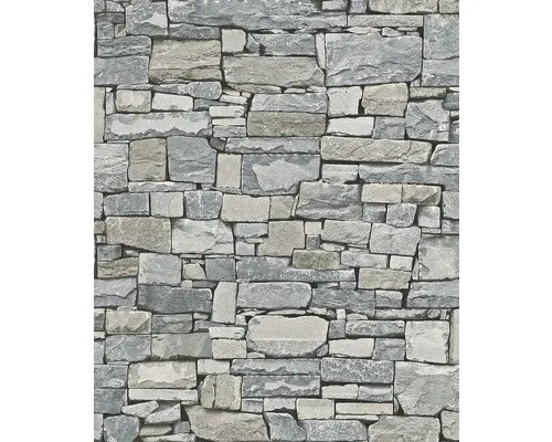 Vliestapete 859102 Modern Surfaces Steine grau in silber von Rasch