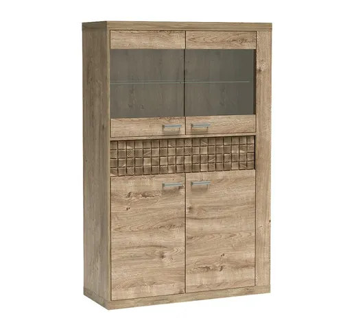 Lomadox Highboard NUSCO-161, Eiche Nb., Anrichte, Vitrinenschrank, 2 Türen, 102 cm breit