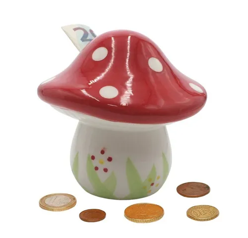 Dekohelden24 Spardose Keramik Spardose als Pilz, Fliegenpilz, Spar-Pilz, Saving-box, H/Ø:, (1-tlg)