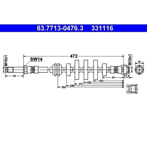 ATE Bremsschlauch 83.7713-0476.3 - Bremsschläuche für sicheres Bremsen, hohe Qualität und Langlebigkeit für zuverlässige Fahrzeugleistung.