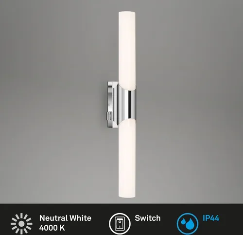 Briloner Leuchten LED Badleuchte - 11W, 1300 Lumen, IP44 - Wandleuchte für das Bad mit energiesparenden 11 Watt und 1300 Lumen, ideal für perfektes Licht beim Make-Up und Rasur. Schutzart IP44 schützt vor Spritzwasser.