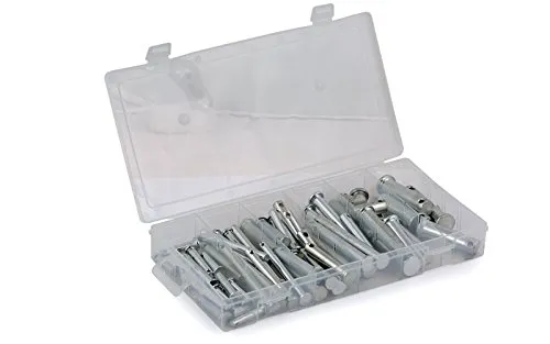 wellenshop Sicherungsbolzen-Set 60-teilig Bolzen Splintloch Sortiment Steckbolzen Splintbolzen Splinte Steckbolzen Sicherungssplint