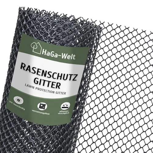 HaGa Rasenschutzgitter 2m Breite (Meterware) aus Kunststoff - Robustes befahrbares Rasengitter für Garten und Rasenflächen