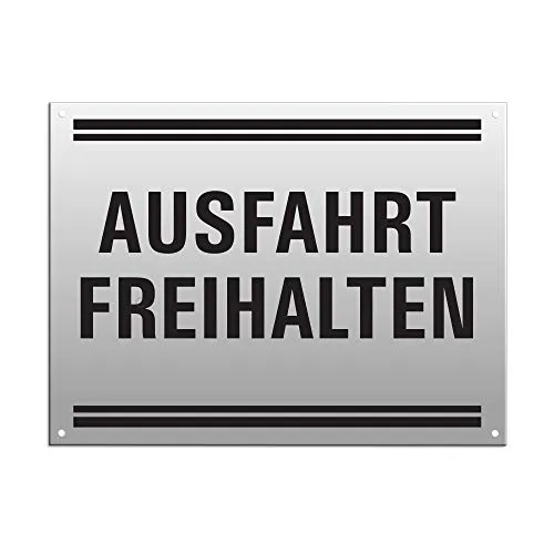 Warnschild Ausfahrt freihalten 200x150 mm Aluminium silber-matt eloxiert 4 Löcher Nr.37149-EL