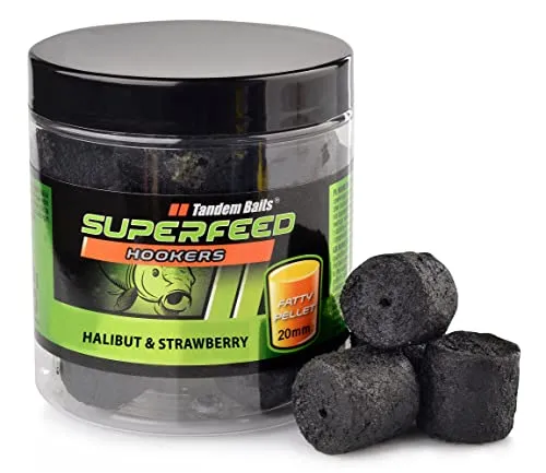 Tandem Baits Karpfen Futter Angelfutter Haken Pellets SuperFeed Hook Fatty Pellet 20 mm 150 g Heilbutt Und Erdbeere