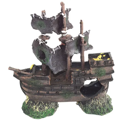 Dekofigur Aquarium Schiffswrack – stilvolle Aquariendeko - Attraktive Schiffswrack-Dekofigur aus Polyresin für Ihr Aquarium. Mit einer Größe von ca. 19,5x7,5x20 cm bringt sie maritimes Flair in Ihr Zuhause.