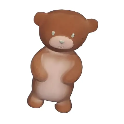 Tikiri Bär Quietschfigur – Niedliches Badewannenspielzeug aus Naturkautschuk, ideales Babyspielzeug als beißspielzeug und Badespielzeug für kleine Hände, fördert Feinmotorik und Fantasie