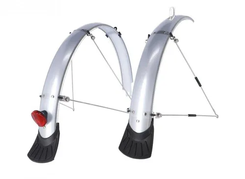 XLC Schutzblechset 700C 41mm, silber mit Reflex - Robuste Schutzbleche für Vorder- und Hinterrad aus langlebigem Polycarbonat. Mit Rückstrahlern und Spritzschutz für verbesserte Sicherheit und Sichtbarkeit. Ideal für den täglichen Einsatz bei jedem Wetter.