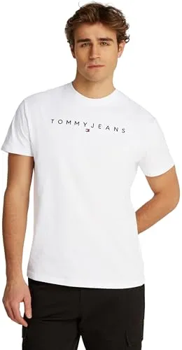 TOMMY JEANS TJM REG LINEAR LOGO TEE EXT Herren T-Shirt - Herren-Shirt aus 100% Baumwolle im klassischen Casual-Stil, ideal für legere Freizeit-Outfits. Das weiche Single Jersey sorgt für hohen Tragekomfort.