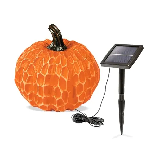 esotec Solarleuchte Kürbis 20cm DUO COLOR - Halloween Deko - Gartenleuchte aus wetterfestem Kunstharz, mit wählbarer Lichtfarbe und langer Leuchtdauer für ein stimmungsvolles Ambiente das ganze Jahr über.