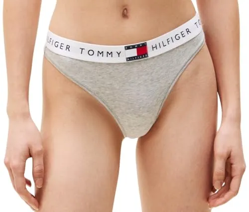 Tommy Hilfiger Damen String Classic mit Logobund, Grau (Light Grey Heather), S