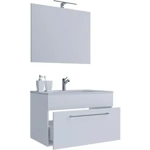 VCM my bath Badmöbel-Set Badinos 914808 - Elegantes 3-teiliges Badmöbel-Set in Weiß mit viel Stauraum, inkl. Waschbecken und Spiegel. Ideal für ein modernes Badezimmer, das zur Wohlfühl-Oase wird.