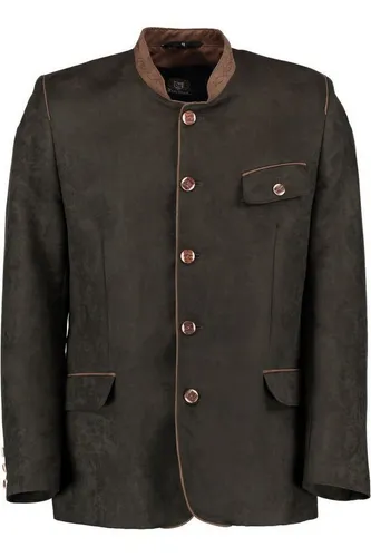 OS Trachten Herren Trachtenjanker Wumgake – Dunkelgrün, Größe 52 - Elegante Trachtenjacke mit Stehkragen, ideal für festliche Anlässe. Mit 3 Pattentaschen und edler Stickerei für einen stilvollen Look.