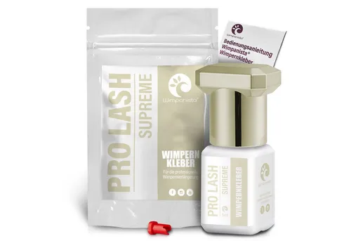 Wimpanista Wimpernkleber Pro Lash Supreme - Hochwertiger Wimpernkleber (5ml) für die professionelle Wimpernverlängerung. Trocknungszeit von nur 1-2 Sekunden und bis zu 7 Wochen Haltbarkeit. Ideal für alle Erfahrungslevels. Verpackt in umweltfreundlicher Pappverpackung.