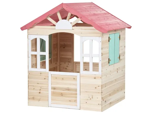 BELIANI Spielhaus Hellbraun u. Rot aus Tanneholz – Modernes Kinderspielhaus für den Garten