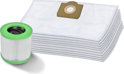 Staubsaugerbeutel + Patronenfilter kompatibel mit Kärcher 6.959-130.0 WD 3 MV 3 waschbar Filter 10