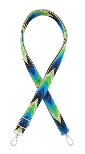 axy Schultergurt 2cm Breiter Verstellbarer Taschengurt für Handtaschen mit Zick-Zack Muster Ersatz Wechsel Schulterriemen Ersatzgurt Trageriemen für Damen Taschen (Grün-Blau-Beige)