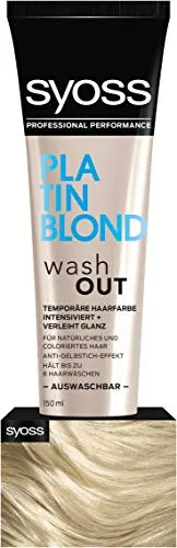 Syoss Wash Out Temporäre Haarfarbe Platin Blond (150 ml), auswaschbare Haarfarbe lässt Farben wieder aufleben, Tönung hält bis zu 8 Haarwäschen