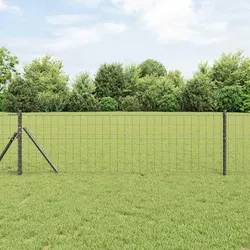 Maison Exclusive Zaun mit Pfosten Grau 0,4 x 10 m