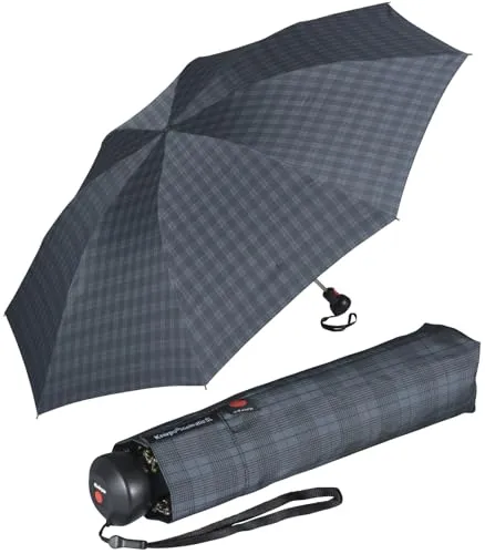 Knirps Taschenschirm Herren Automatik MinimaticSL anthrazit - Schirme - Winddichter, kompakter Automatik-Taschenschirm mit stilvollem Herrenmuster, ideal für unterwegs und leicht mit nur 450 g.