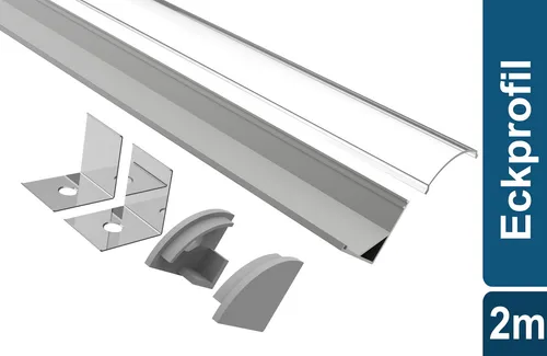 Led Alu Profil 2 m ER10 Set Strip / Streifen 10 mm breit | Abdeckung transparent