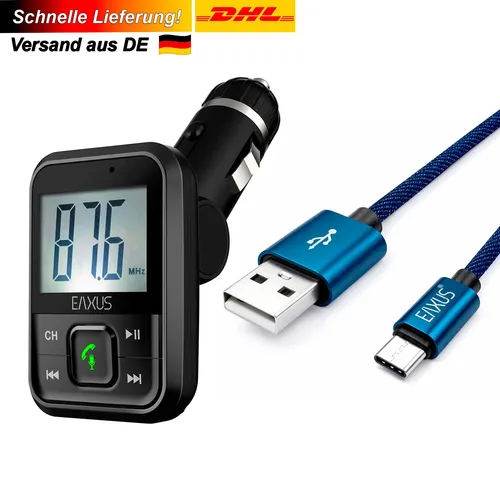 Bluetooth FM Transmitter Auto Radio Adapter Ladegerät mit USB-C Kabel für iPhone