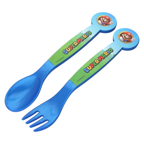 Super Mario Kinderbesteck Babybesteck ab 18 Monaten Löffel Gabel Esslernbesteck