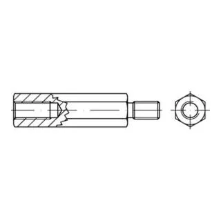 Sechskant-Abstandsbolzen M6x70 - 100 Stück - Abstandsbolzen aus galvanisch verzinktem Stahl, ideal für präzise Distanzlösungen in Bau- und Montagetätigkeiten.
