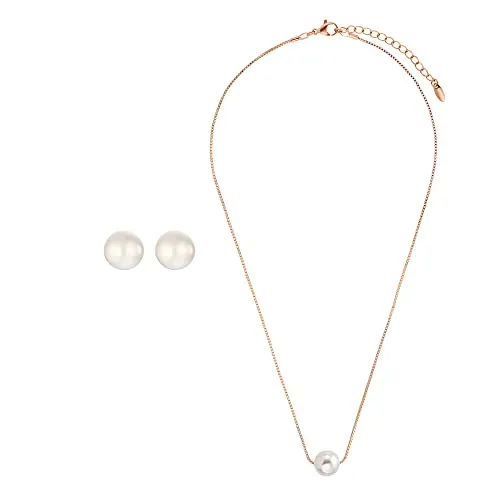 Heideman Set Fabien: Halskette und Ohrstecker aus Edelstahl in Roségold - Schmucksets für Damen - Hochwertiger, hautfreundlicher Edelstahl mit eleganter PVD-Beschichtung in Roségold, perfekt für jeden Anlass.