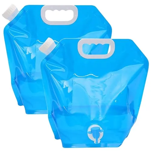 deegbbyi 2 Stück Wasserkanister Faltbar, 10L Wassertank Faltbar mit Zapfhahn, Tragbarer Trinkwasserkanister, Auslaufsicherer Wasserbehälter, für Camping, Wandern und Wasserspeicherung
