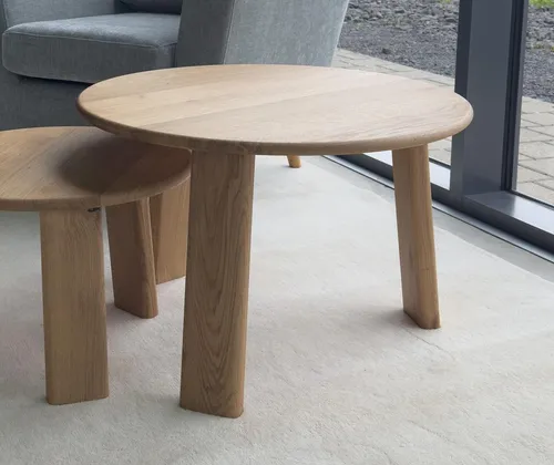 Runder Couchtisch 70cm aus massivem Wildeichenholz