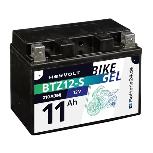 HeyVolt GEL Motorradbatterie 12V 11Ah - Hochleistungsakku für alle Motorräder - Motorradbatterie, wartungsfrei und vibrationsresistent, mit über 30% mehr Startleistung für zuverlässige Performance auf jeder Tour.