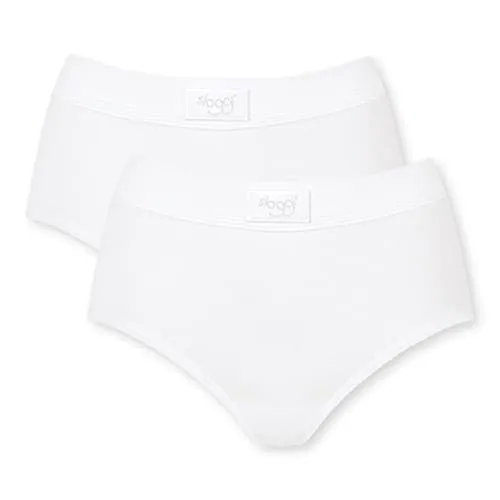 sloggi Slip Double Comfort Maxi 2P - Doppellagiges Taillenband, WHITE - Klassische Slips mit doppeltem Taillenband für optimalen Komfort. Hergestellt aus weicher Baumwolle mit elastischem Anteil für perfekten Sitz.