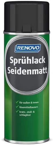 400ml Renovo Sprühlack Seidenmatt Verkehrsschwarz RAL9017 von Renovo