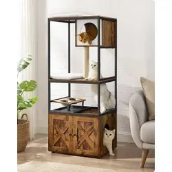 FEANDREA Kratzbaum 3-in-1 mit Katzenklo-Schrank von SONGMICS