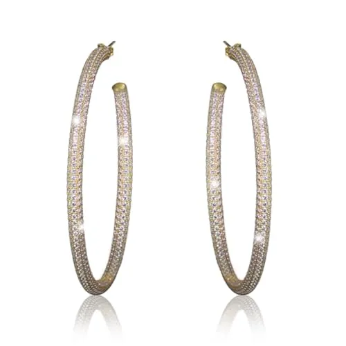 PAVELS Paar Creolen Sparkly Elegance - Elegante Creolen mit 60mm Durchmesser, besetzt mit funkelnden 5A Zirkonen. Ideal für jeden Anlass und perfekt als Geschenk für modebewusste Frauen.