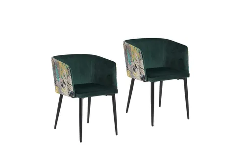HTI-Living Esszimmerstuhl Destin Dreamy Forest Grün (Set, 2 St) - Stühle im modernen Retro-Design mit gemusterter Rückenlehne, weich gepolstert und ideal für stilvolle Essbereiche. Maße: 58 x 73 x 56 cm, Sitzhöhe 46 cm, belastbar bis 120 kg.