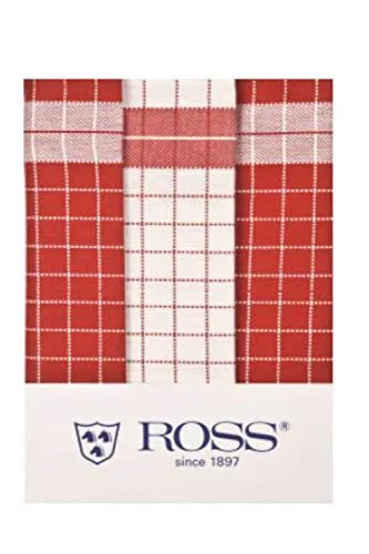 Ross 3er Pack Baumwoll-Geschirrtücher Karo 1742 rot 50x70 cm